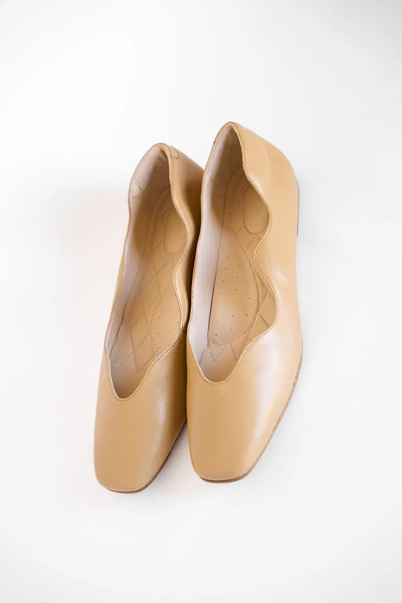 Sandstone Horizon Camel Leather Flats | Henry Dacosta