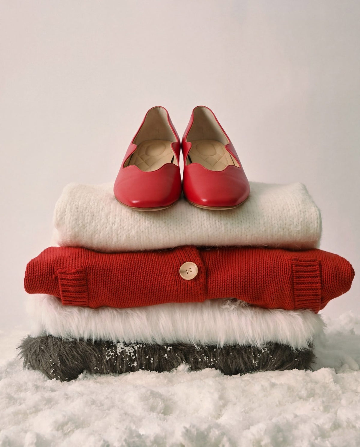 Designer red leather flat shoe for women searching for shoes in size 12, 13, 14, and 15