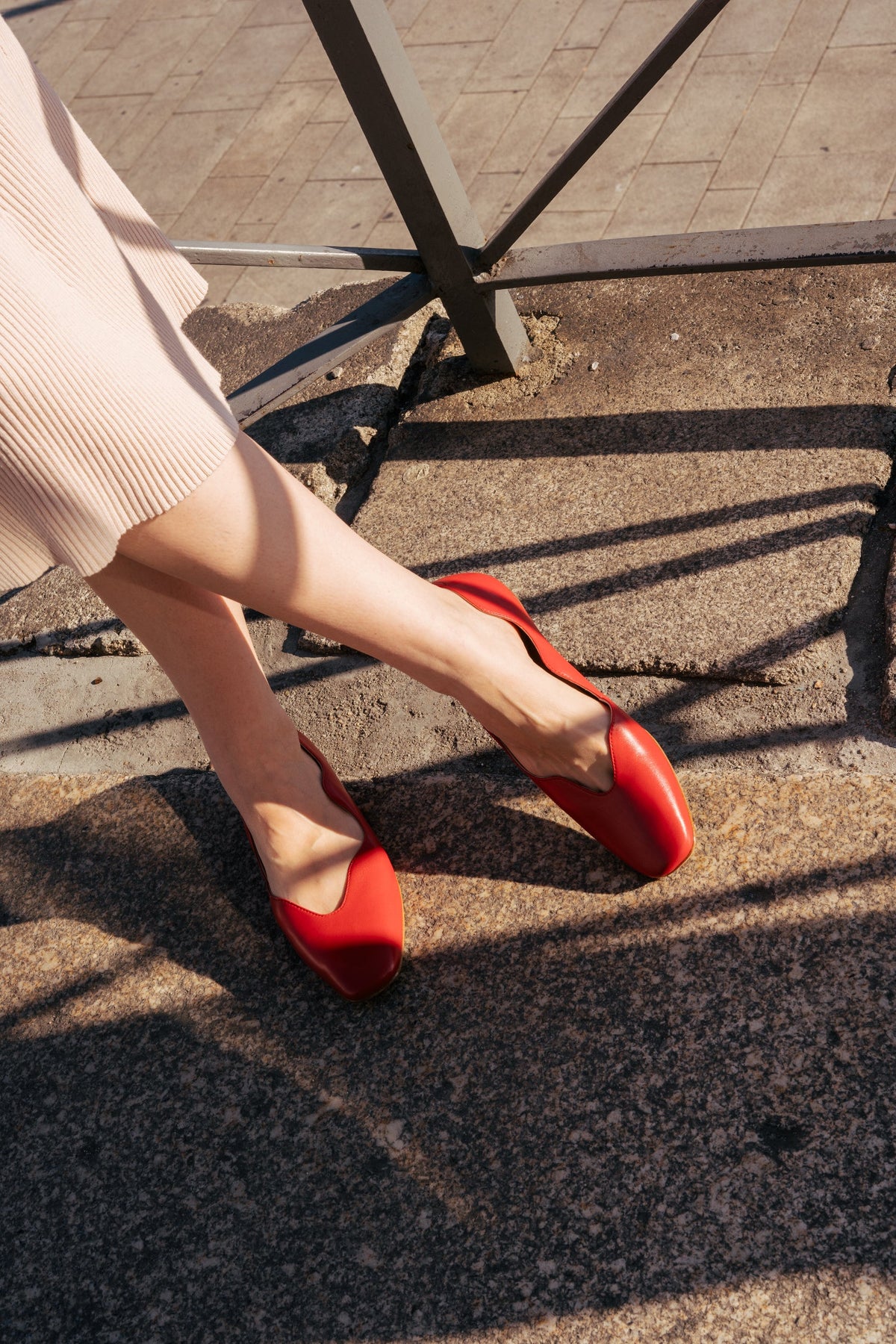 Styling red leather flats for Christmas parties and winter travel in large shoe sizes